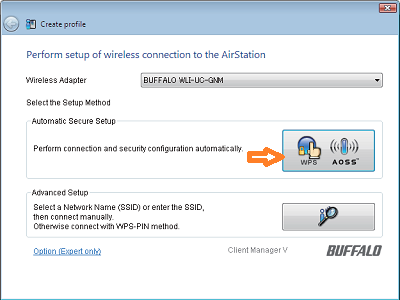 how to connect using wps push button windows 7